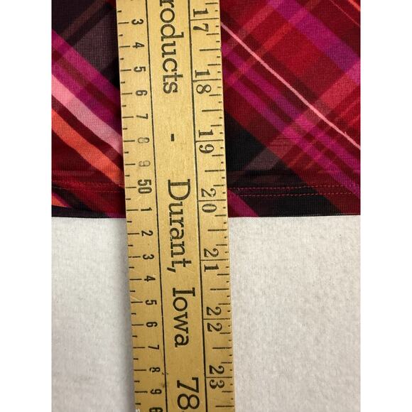 Express Skirt Women's Medium Red Pink Plaid A-Line Classic Academia preppy Flaw - Picture 13 of 13